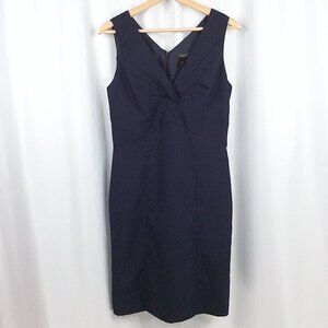 Ann Taylor Navy Sheath Dress Women's Size 4 Sleeveless V-Neck Blue